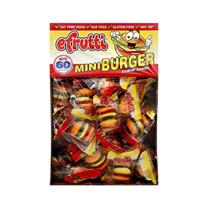 eFrutti Gummi Candy Variety, Mini Burgers, Sour Mini Burgers, and Mini Hot Dogs, 32 Ounce (Pack of 180)