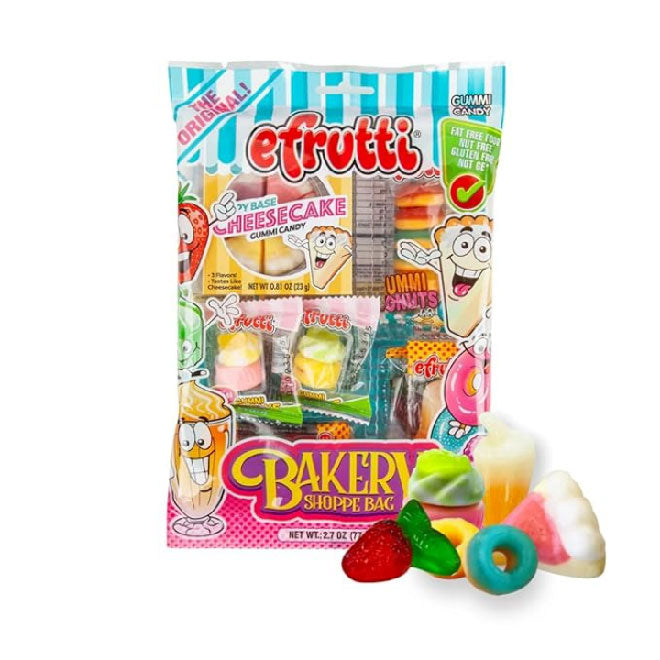 eFrutti Gummy Candy Variety Pack, Movie Bag with Gummy Pizza, Lunch Bag, Sour Lunch Bag, and Bakery Shoppe Gummy Food Bag, 2.2 Ounce (Pack of 4) Gummi Variety