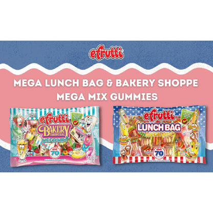 Efrutti Gummy Candy, Mega Lunch Bag and Bakery Shoppe Mega Mix Gummies, Variety Pack, Total of 140 Pieces, Gluten Free, Fat Free, Dairy Free, and Nut Free