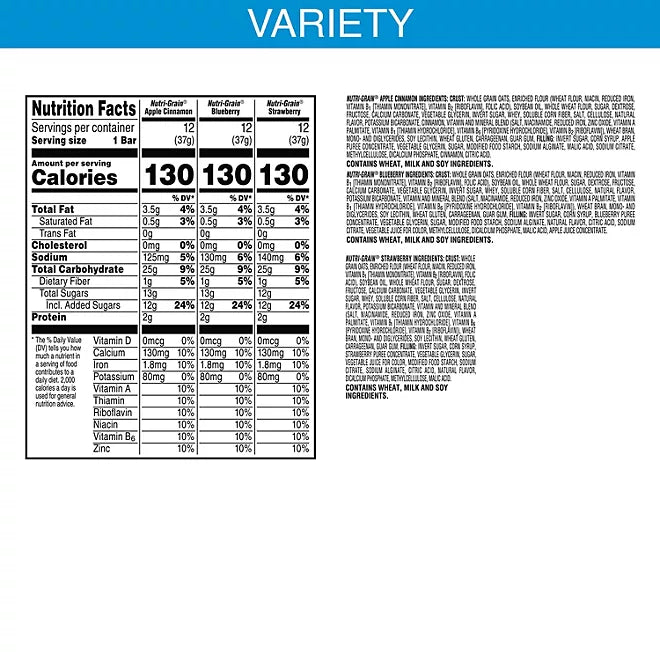 Nutri-Grain Bars Variety Pack (1.3 oz., 36 pk.)